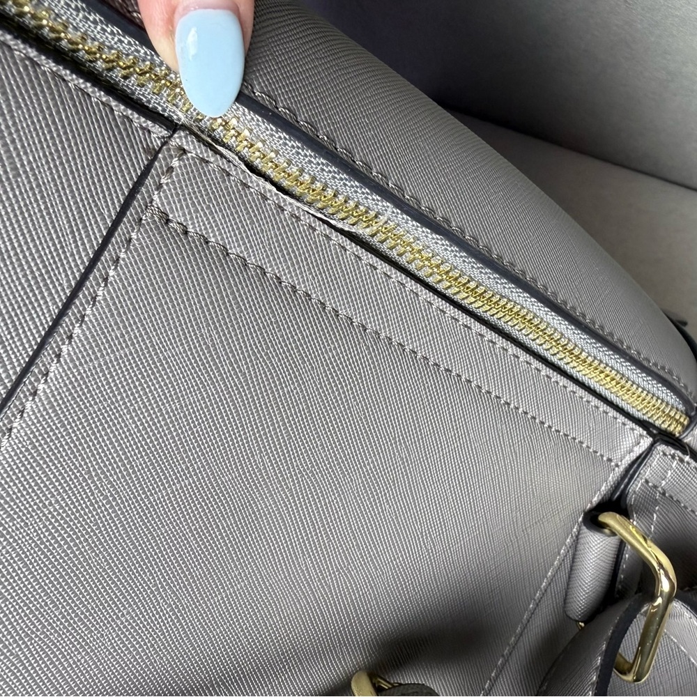 Calpak Womens Kaya Dark Gray Taupe Faux Leather Adjustable Strap Laptop Backpack - Picture 14 of 15